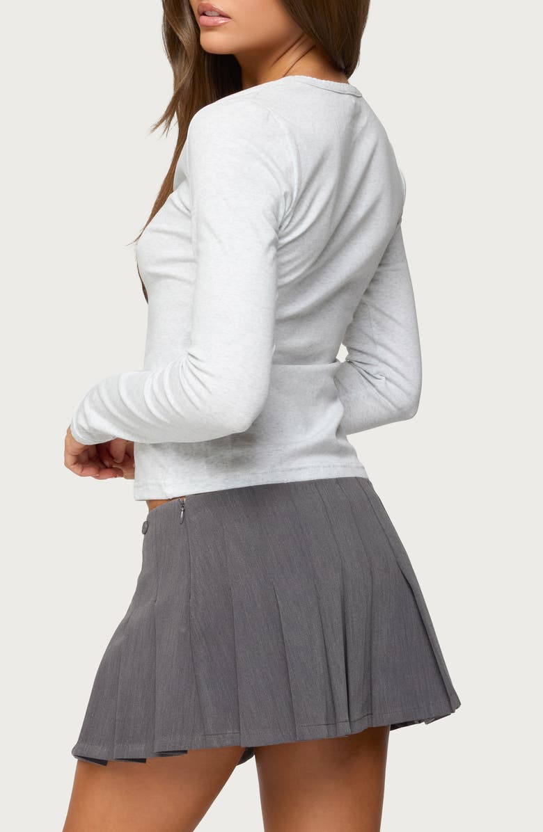 EDIKTED Asti Long Sleeve Knit Button-Up Top, Alternate, color, 