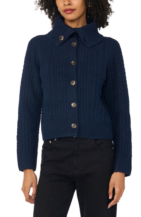 Cable Knit Cardigan with Collar
