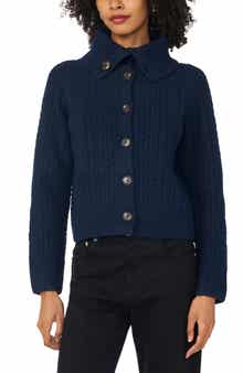 Cable Knit Cardigan with Collar