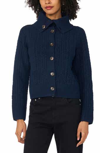 Cable Knit Cardigan with Collar