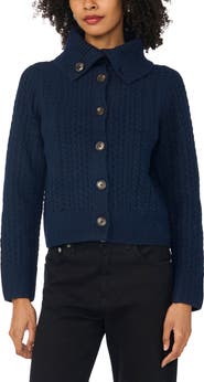 1.STATE Cable Knit Cardigan with Collar