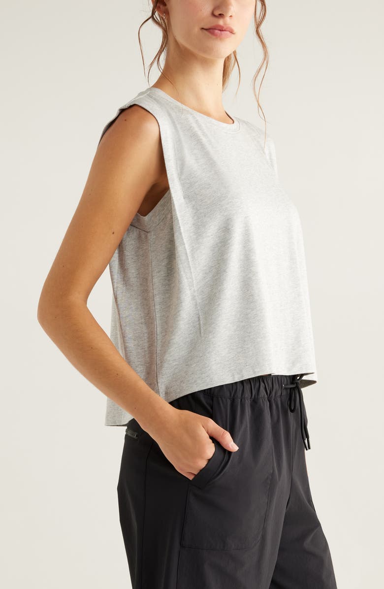 Zella New Take Boxy Tank Top, Alternate, color, Grey Light Heather