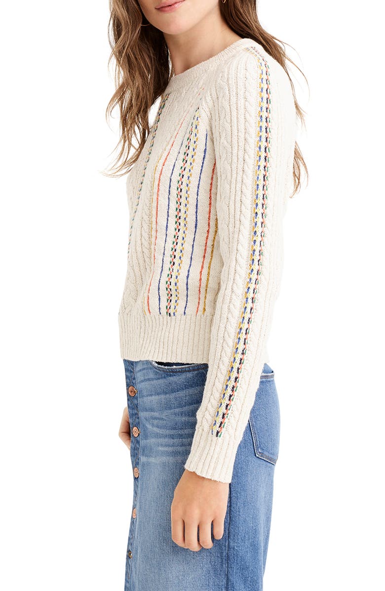 J.Crew The Reeds X J.Crew Rainbow Cable Knit Sweater, Alternate, color, 