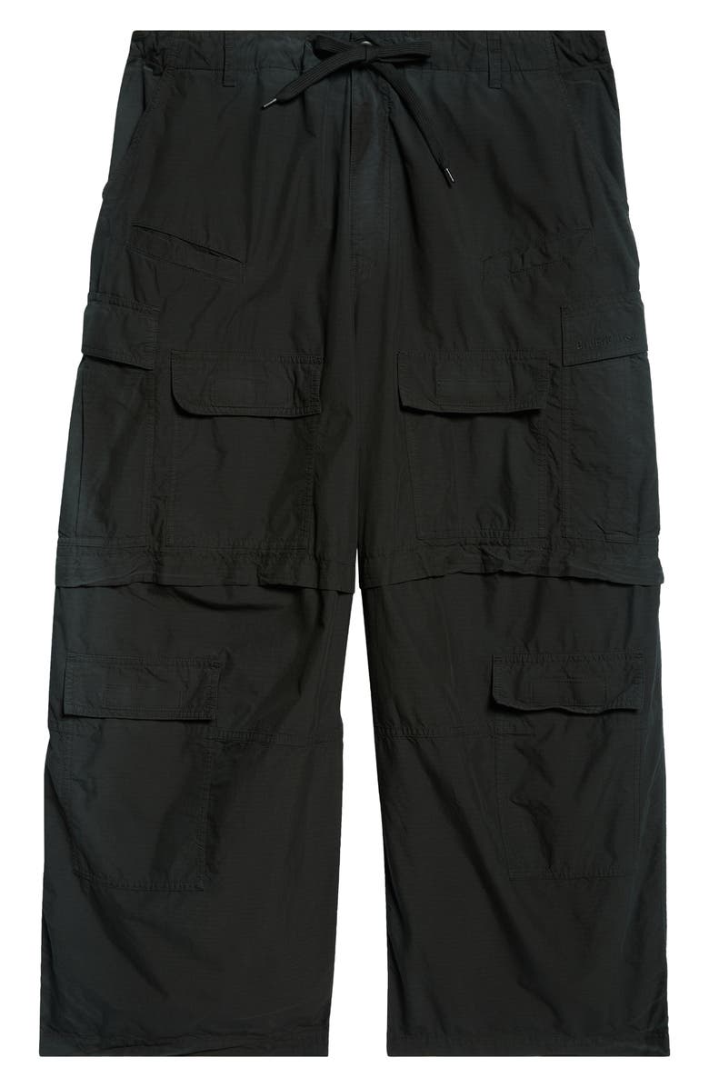 Balenciaga Oversize Cotton Ripstop Convertible Cargo Pants, Alternate, color, 1000 Black