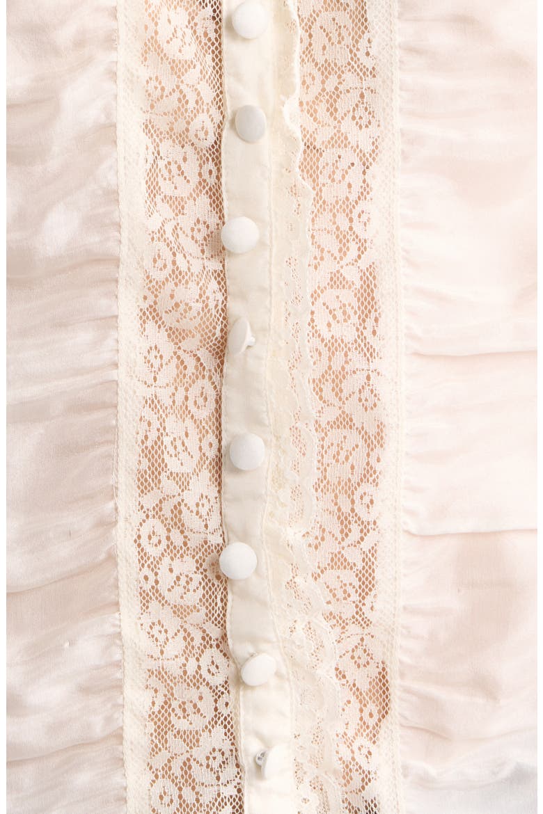 Jacque Lace Silk Paneled Button-Up Shirt, Alternate, color, CHAI WHIP