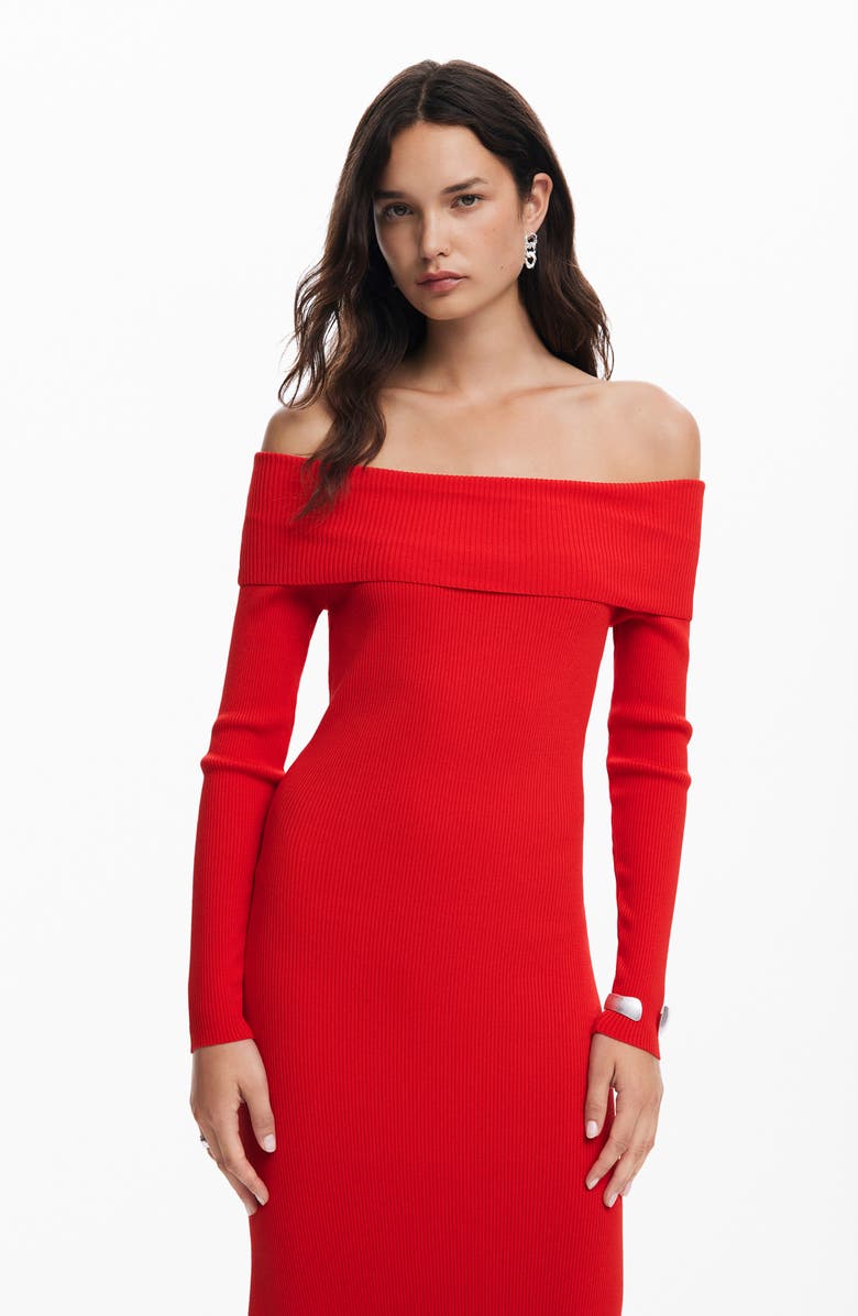 Desigual Milwaukee Off the Shoulder Long Sleeve Sweater Dress, Alternate, color, 