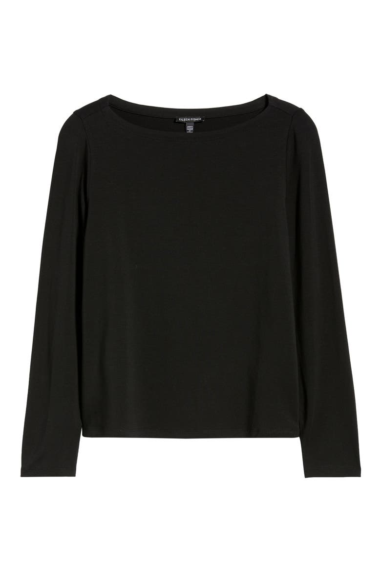 Bateau Neck Top, Alternate, color, BLACK