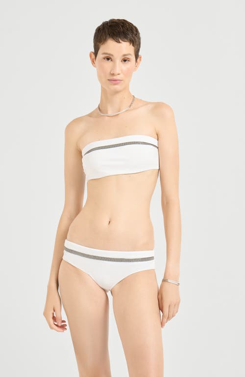 Brunello Cucinelli Bikini Bandeau Top With Monili In White