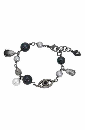 Kurt Geiger London Mixed Faux Pearl & Crystal Charm Bracelet