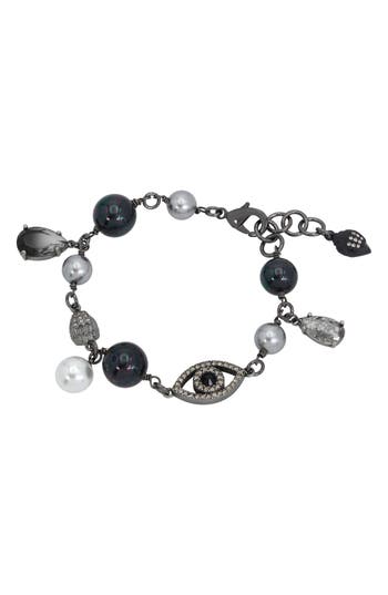 Kurt Geiger London Mixed Faux Pearl & Crystal Charm Bracelet In Black