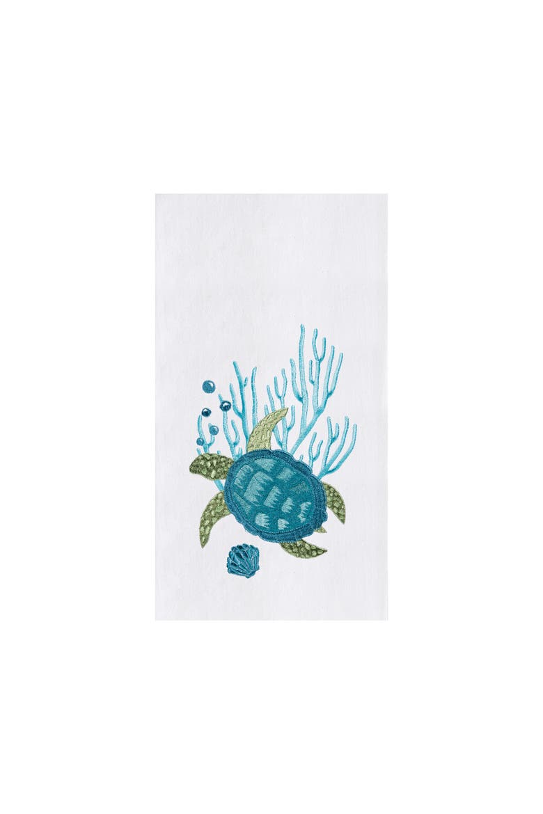 Turtle Bubbles Flour Sack Kitchen Towel Dishtowel, Main, color, White