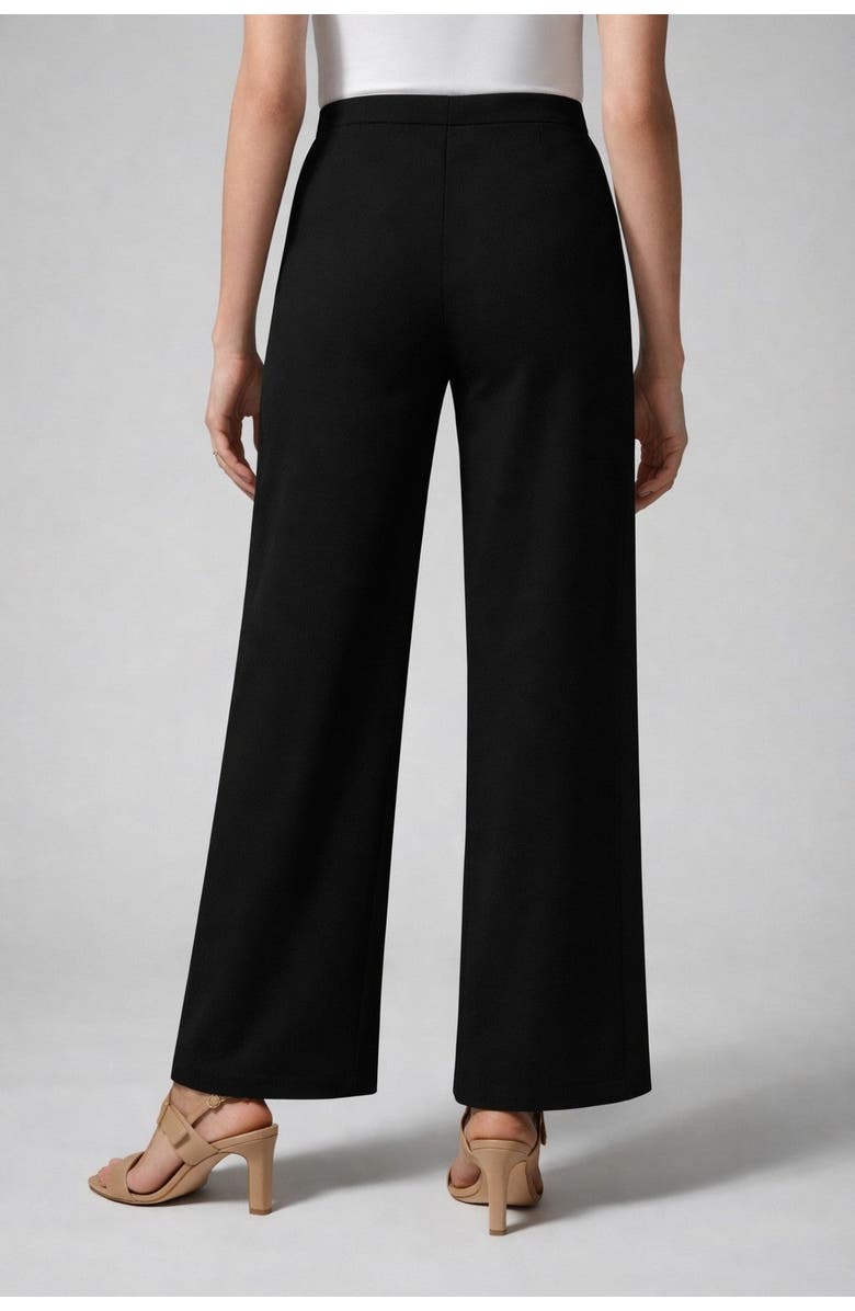 Jessica London Stretch Knit Wide Leg Pant, Alternate, color, Black