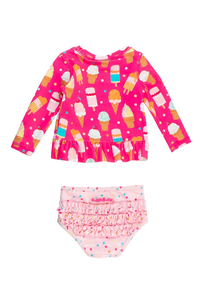 Sweet Scoops Long Sleeve Two-Piece Rashguard Swimsuit, Alternate, color, PINK