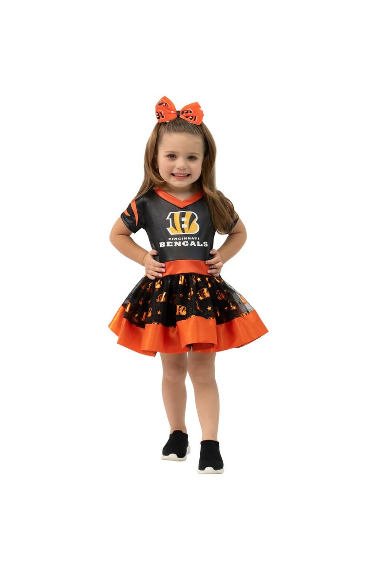 Girls Toddler Black Cincinnati Bengals Tutu Tailgate Game Day V-Neck Costume, Main, color, Black