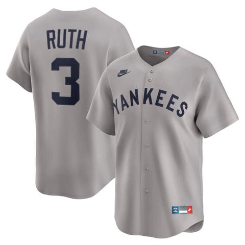 Men's Nike Babe Ruth Gray New York Yankees Throwback Cooperstown Collection Limited Jersey