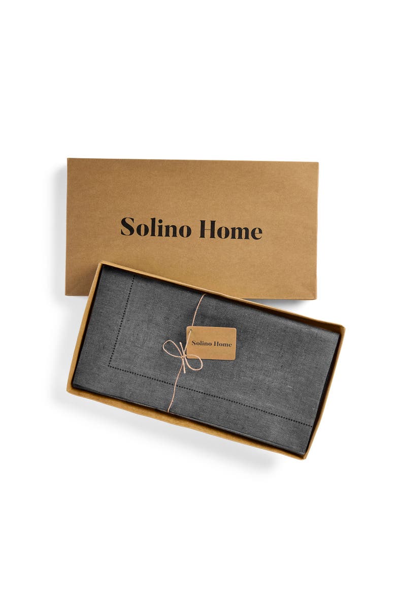 Solino Home Linen Table Throw - Milan, 52" x 52", 52" x 52", Alternate, color, Charcoal Grey