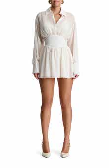 Naked Wardrobe Gathered Long Sleeve Minidress