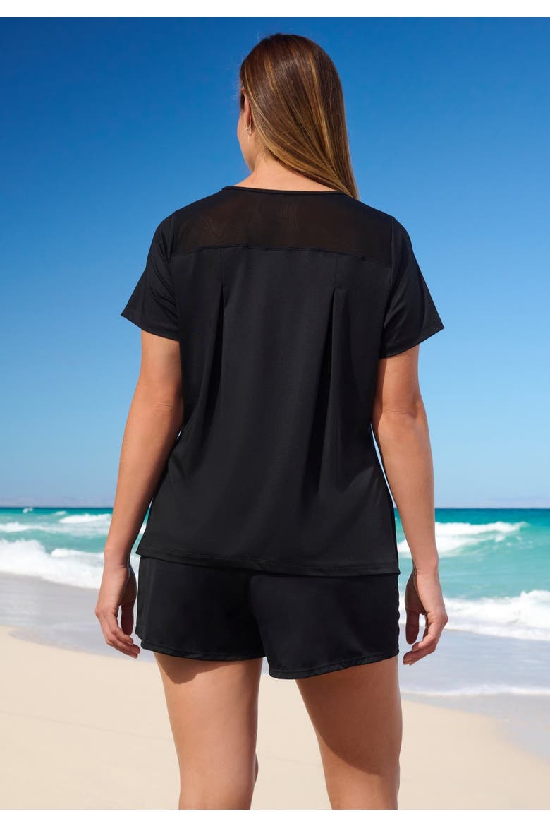 Mesh Yoke Swim Tee, Alternate, color, BLACK