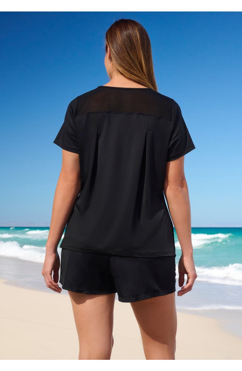 Swim 365 Mesh Yoke Swim Tee, Alternate, color, Black