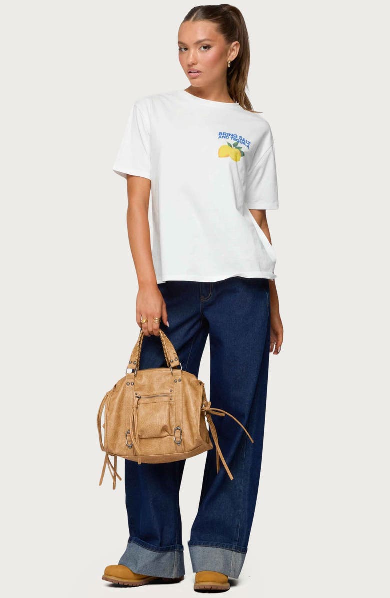 EDIKTED Let's Make Margaritas Oversize Cotton Graphic T-Shirt, Alternate, color, White