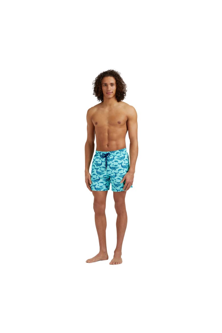 Men Swim Shorts Whales, Alternate, color, blue note