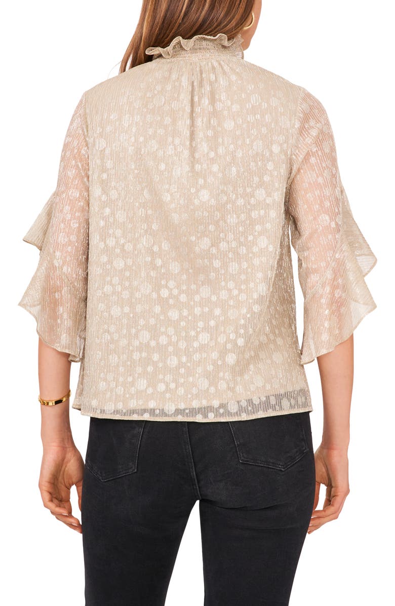 Vince Camuto Metallic Flutter Sleeve Blouse, Alternate, color,