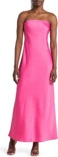 NWT Wayf Strapless Matte cheapest Satin Bias Cut Gown