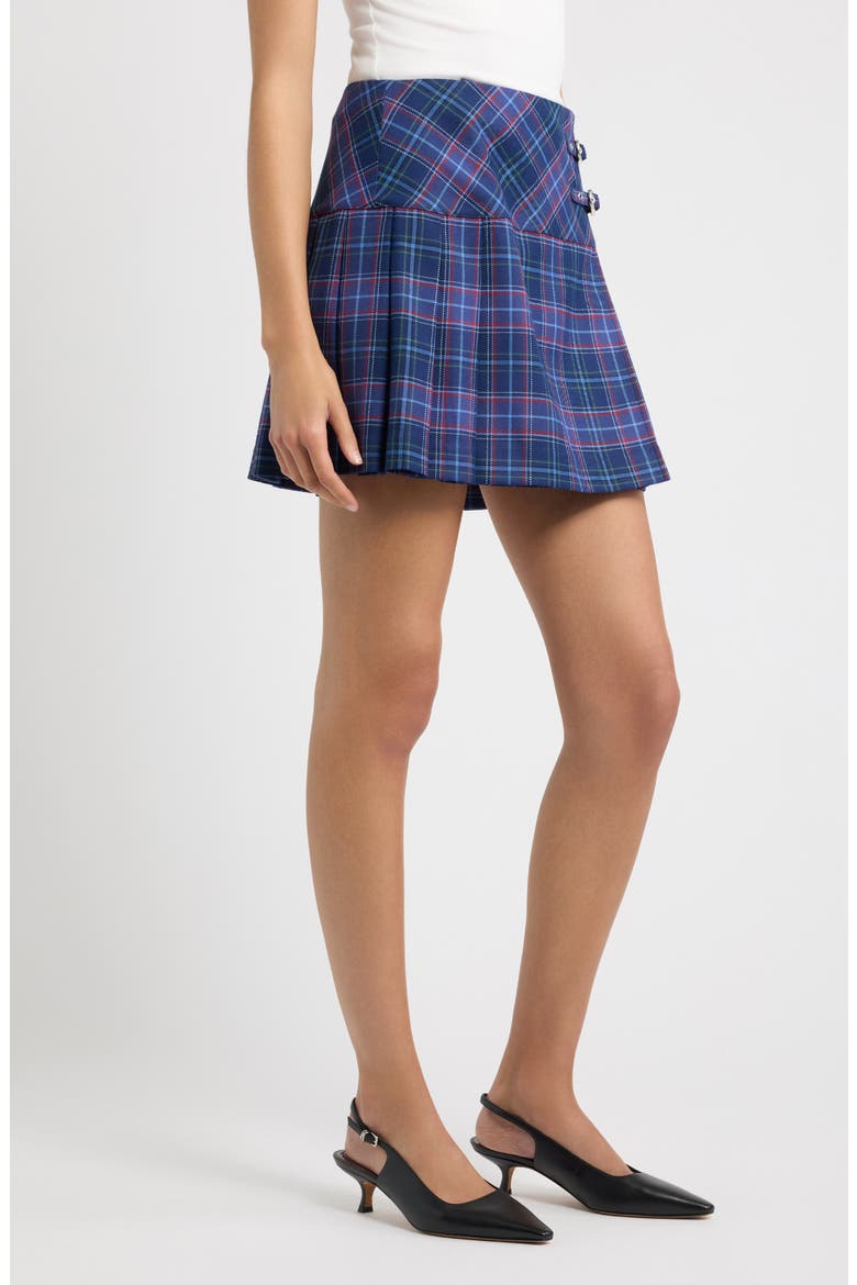 Inola Plaid Pleated Miniskirt, Alternate, color, AUTUMN TARTAN NAVY