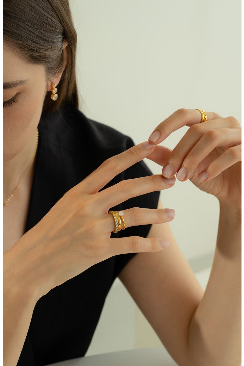 Sterling Silver 18k Gold Plated Sabrina Ring Delicate Modern Dainty, Alternate, color, Gold