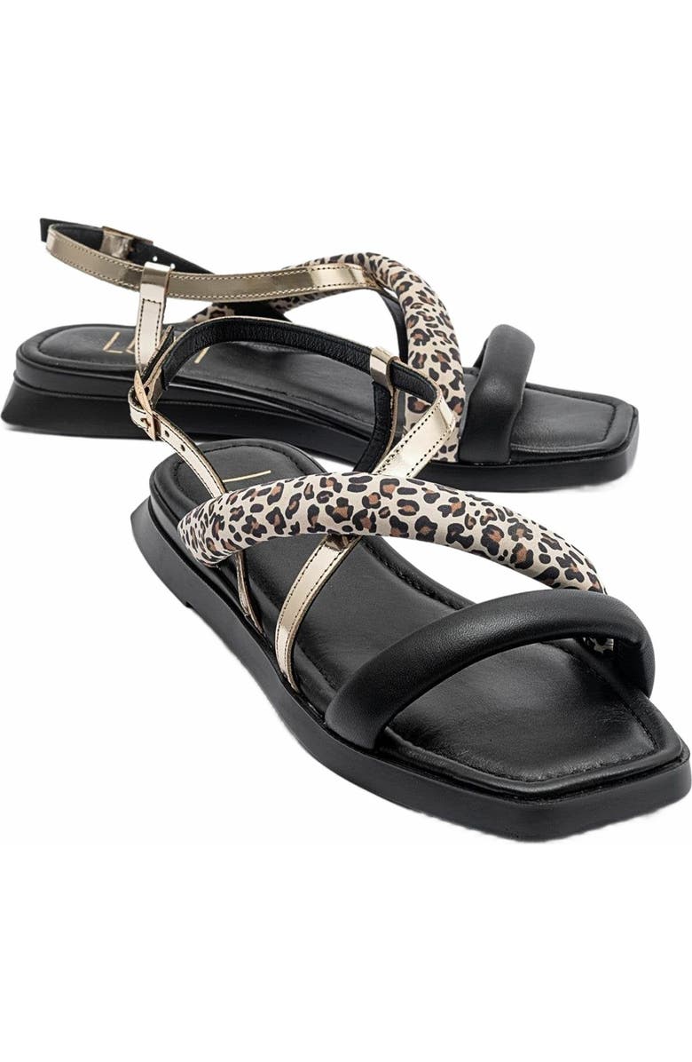 Forever & Always Shoes Leamil Leather Sandal, Main, color, Black Leather