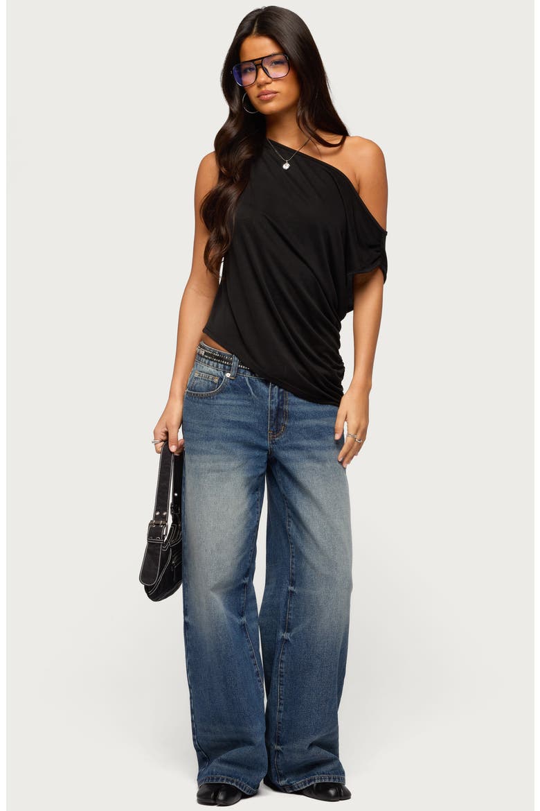 Ofelia One-Shoulder Asymmetric Top, Alternate, color, BLACK