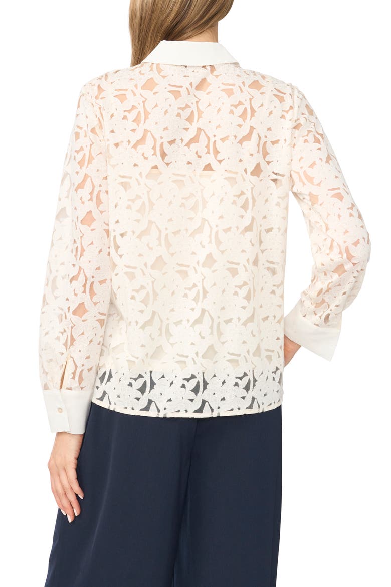 Floral Lace Hidden Placket Shirt, Alternate, color, NEW IVORY