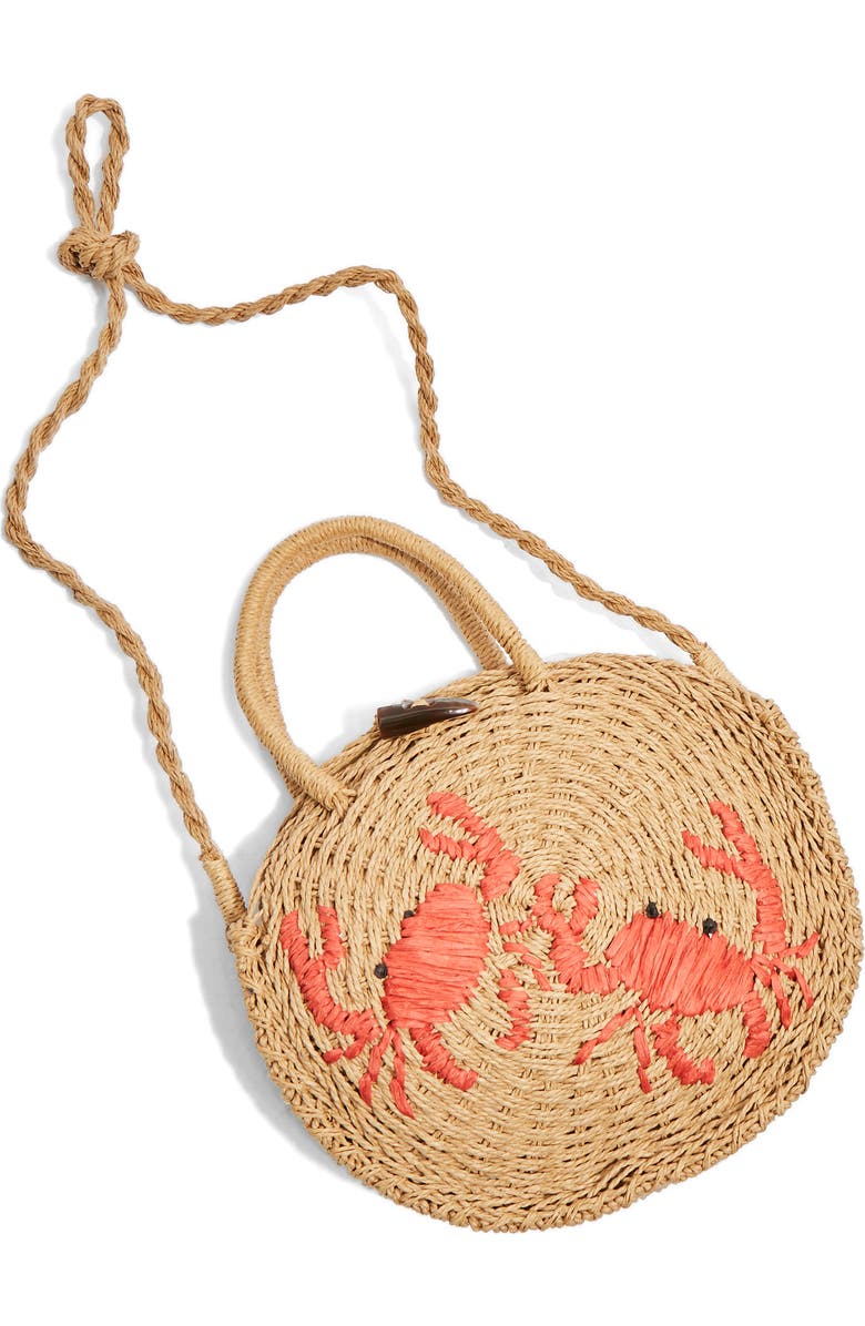 Topshop Crab Straw Mini Tote Bag, Alternate, color,