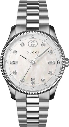 Gucci G-Timeless Mother-of-Pearl & Diamond Bracelet Watch