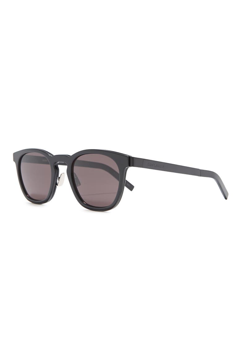 49mm Square Sunglasses, Alternate, color, SHINY BLK SEMIMATTE BLACK