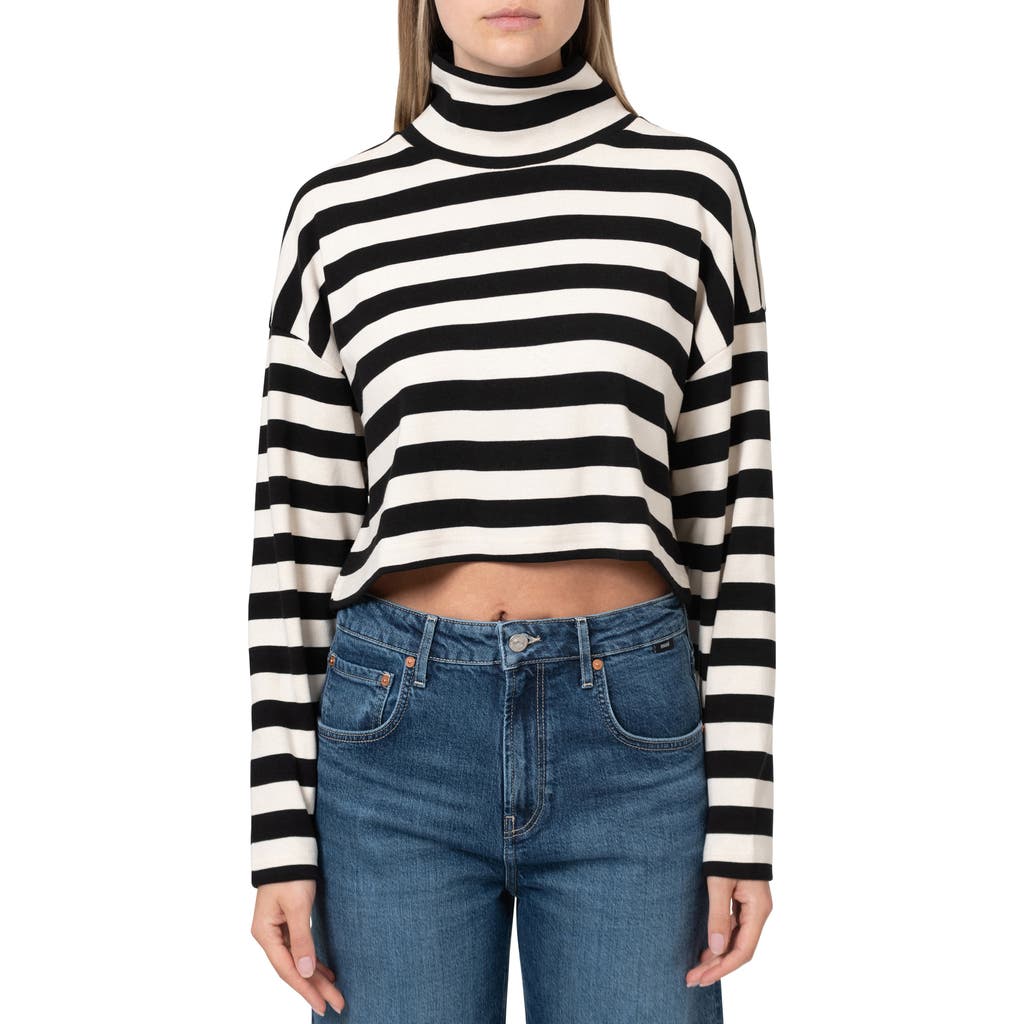 Mavi Jeans Stripe Jersey Crop Top In Black