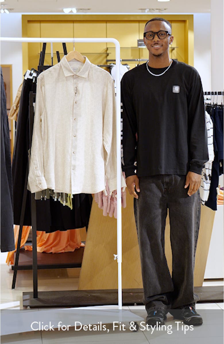 Axel Shaped Fit Linen Button-Up Shirt, sales video thumbnail