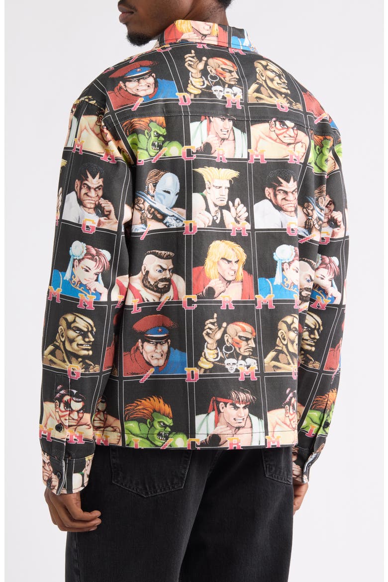 x Street Fighter II Arcade Cotton Button-Up Shirt, Alternate, color, BLACK MULTI