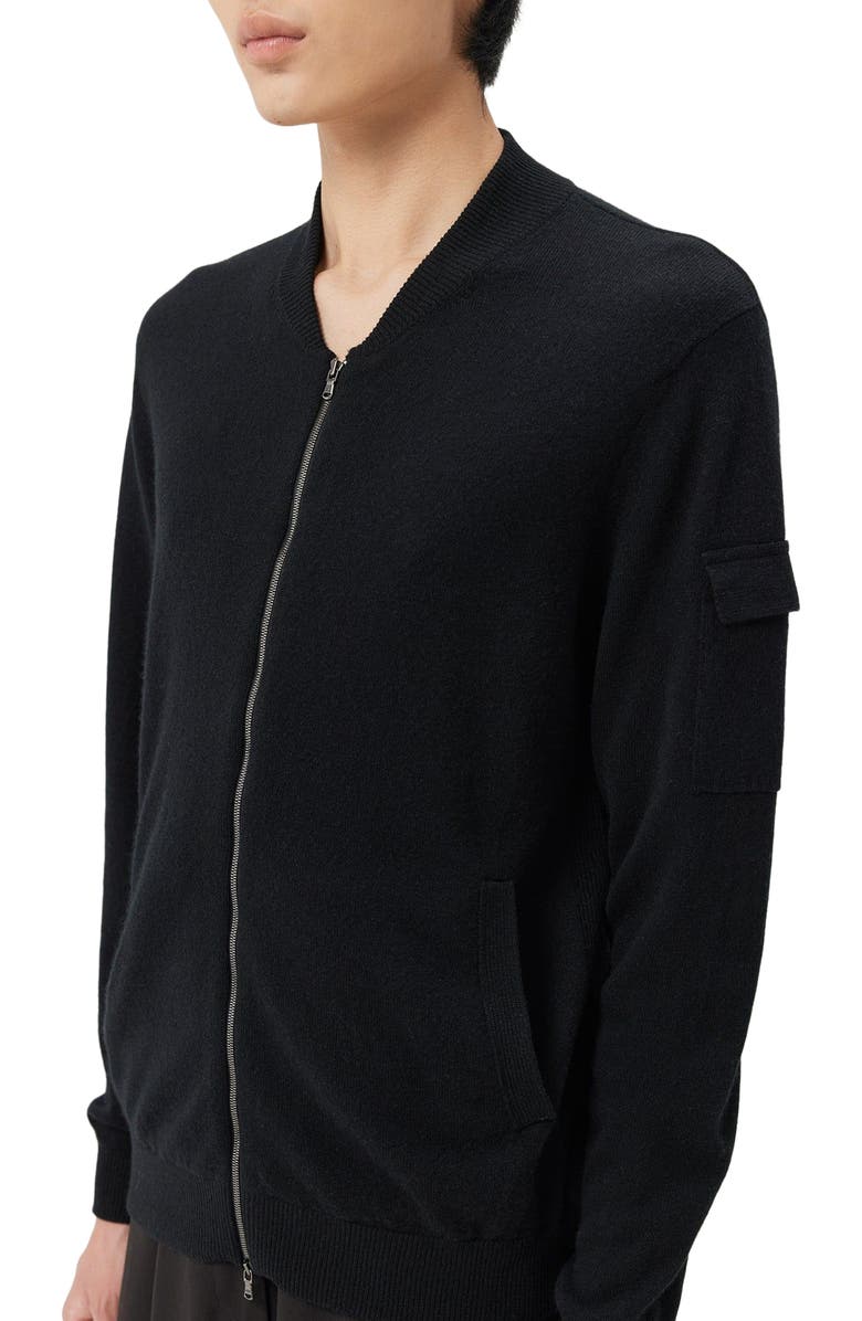 GOBI Mongolian Cashmere Cashmere Bomber, Alternate, color, Black