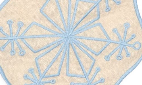 Piecework Puzzles Assorted Set Of 4 Snowflakes Linen Cocktail Napkins In Blue