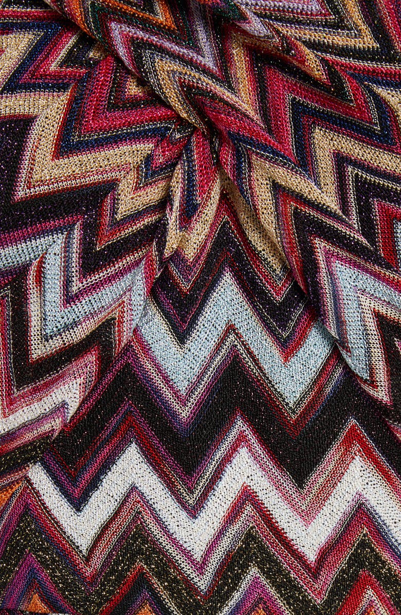 Missoni Metallic Zigzag Cross Neck Dress, Alternate, color, 