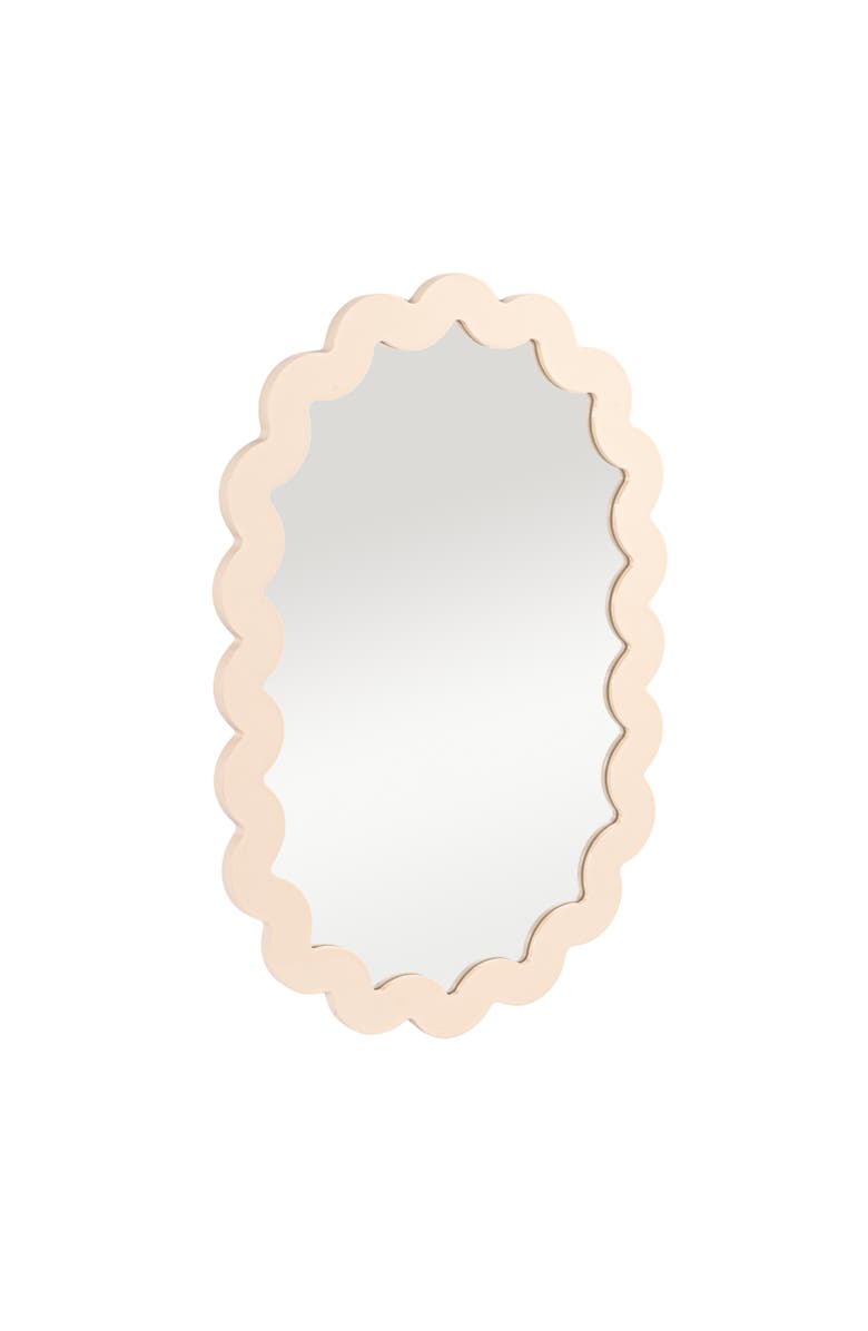 Storied Home Wood Framed Scalloped Wall Mirror, Cream Color, Main, color, Cream