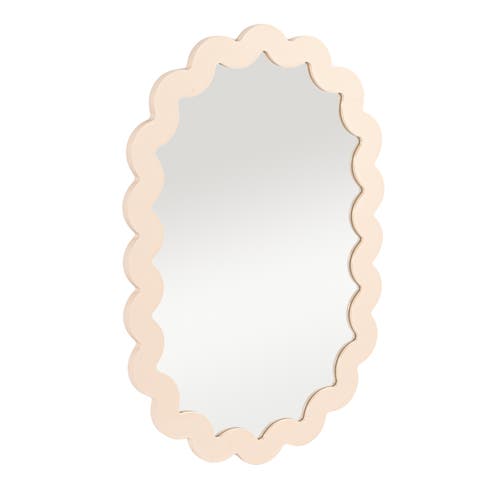 Storied Home Wood Framed Scalloped Wall Mirror, Cream Color In Neutral