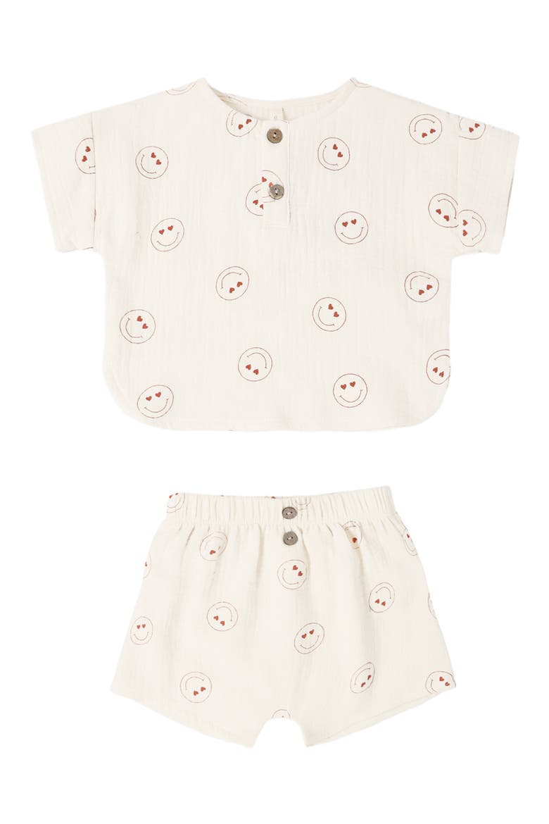 Organic Cotton Henley Top & Shorts Set, Main, color, NATURAL