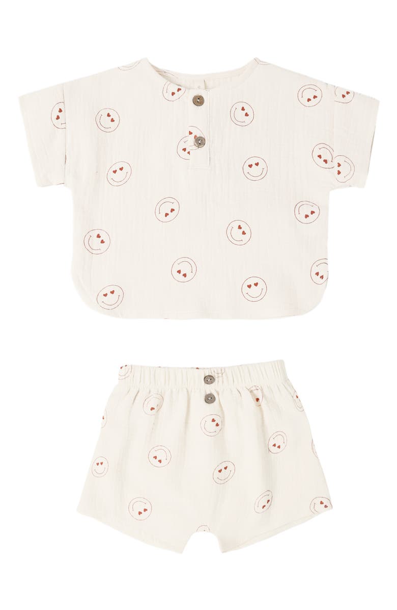 QUINCY MAE Organic Cotton Henley Top & Shorts Set, Main, color, Natural