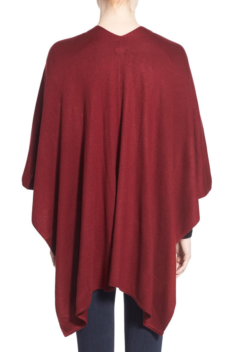 Everyday Solid Knit Ruana, Alternate, color, MERLOT