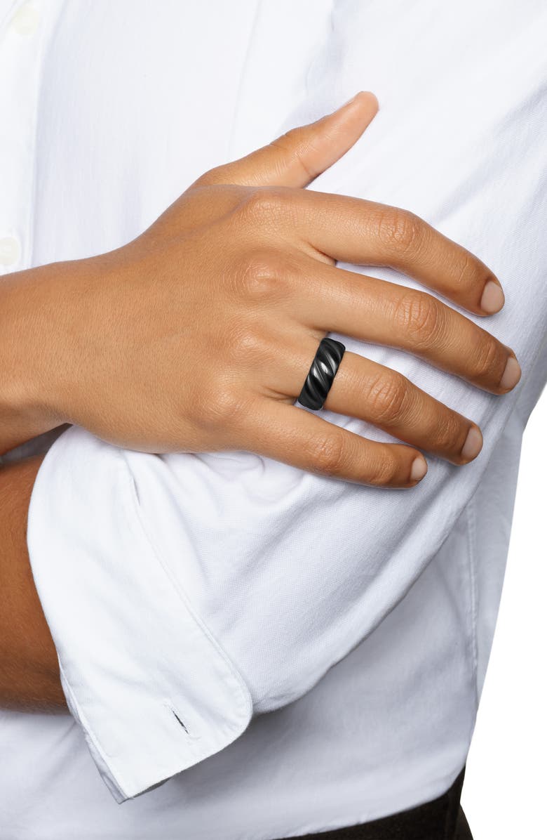 David Yurman Men's Sculpted Cable Band Ring in Black Titanium, 9mm, Alternate, color, Black Titanium