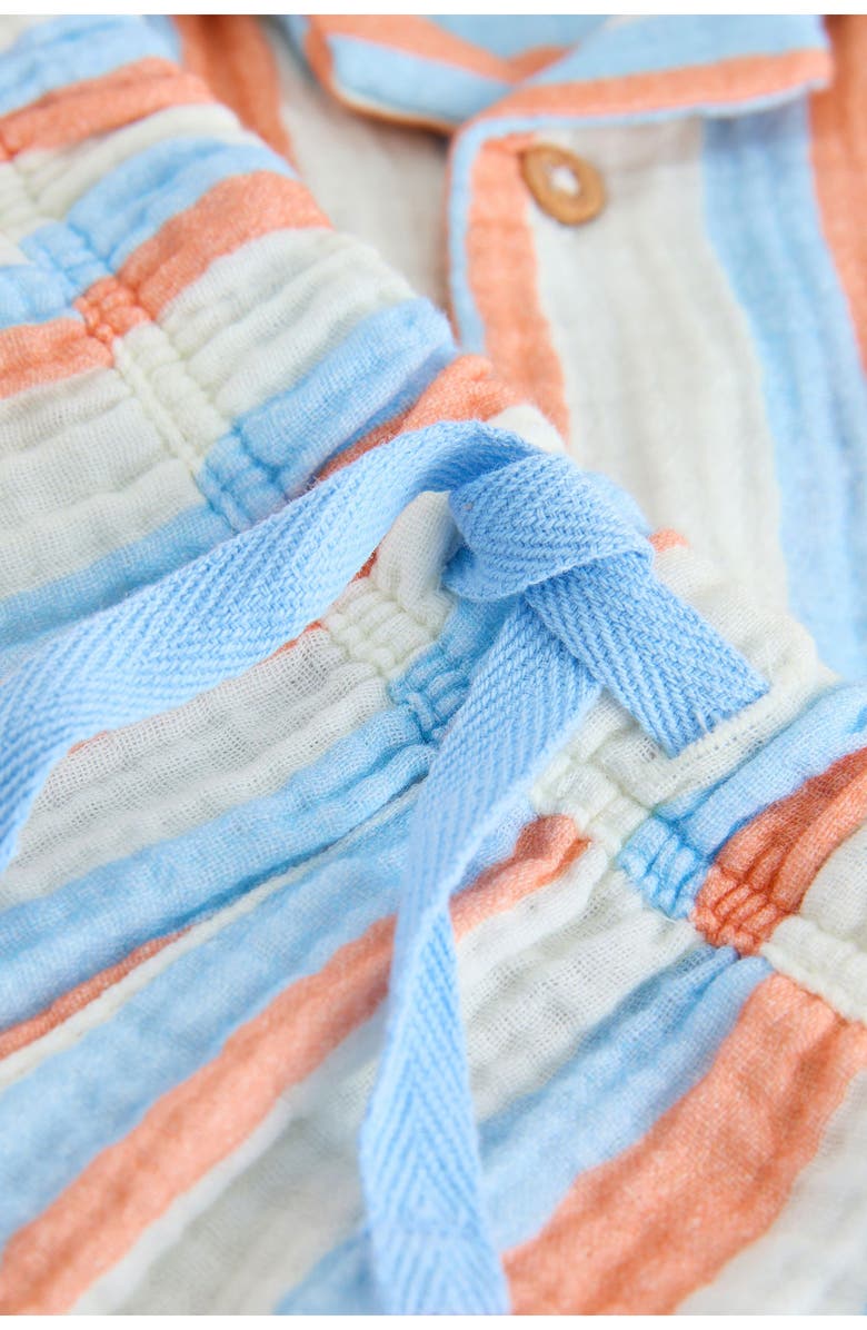 NEXT Kids' Short Sleeve Button-Up Shirt & Shorts Set, Alternate, color, Blue Stripe