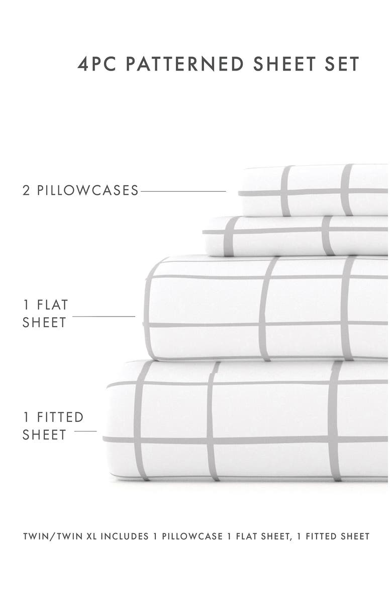 HOME SPUN Premium Ultra Soft Crossroad Pattern 4-Piece Bed Sheets Set, Alternate, color, LIGHT GRAY