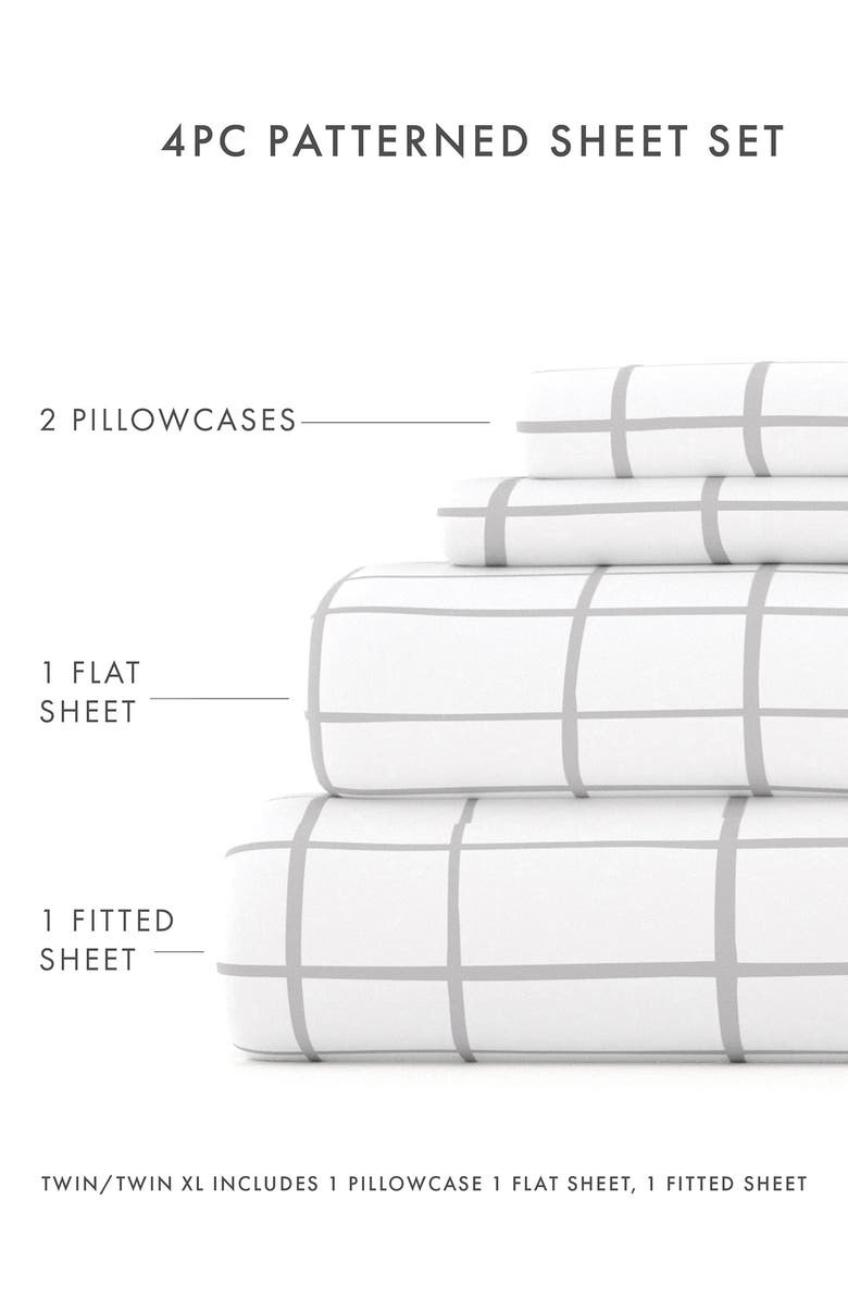 HOMESPUN HOME SPUN Premium Ultra Soft Crossroad Pattern 4-Piece Bed Sheets Set, Alternate, color, Light Gray